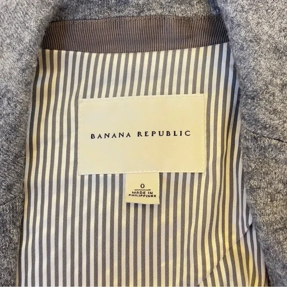 Banana Republic Wool Blend Knit Blazer Size 0 Gray Tailored Career Jacket - Picture 14 of 16